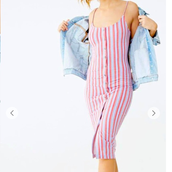 NWOT- stripped maxi dress w/ front buttons - Picture 2 of 8